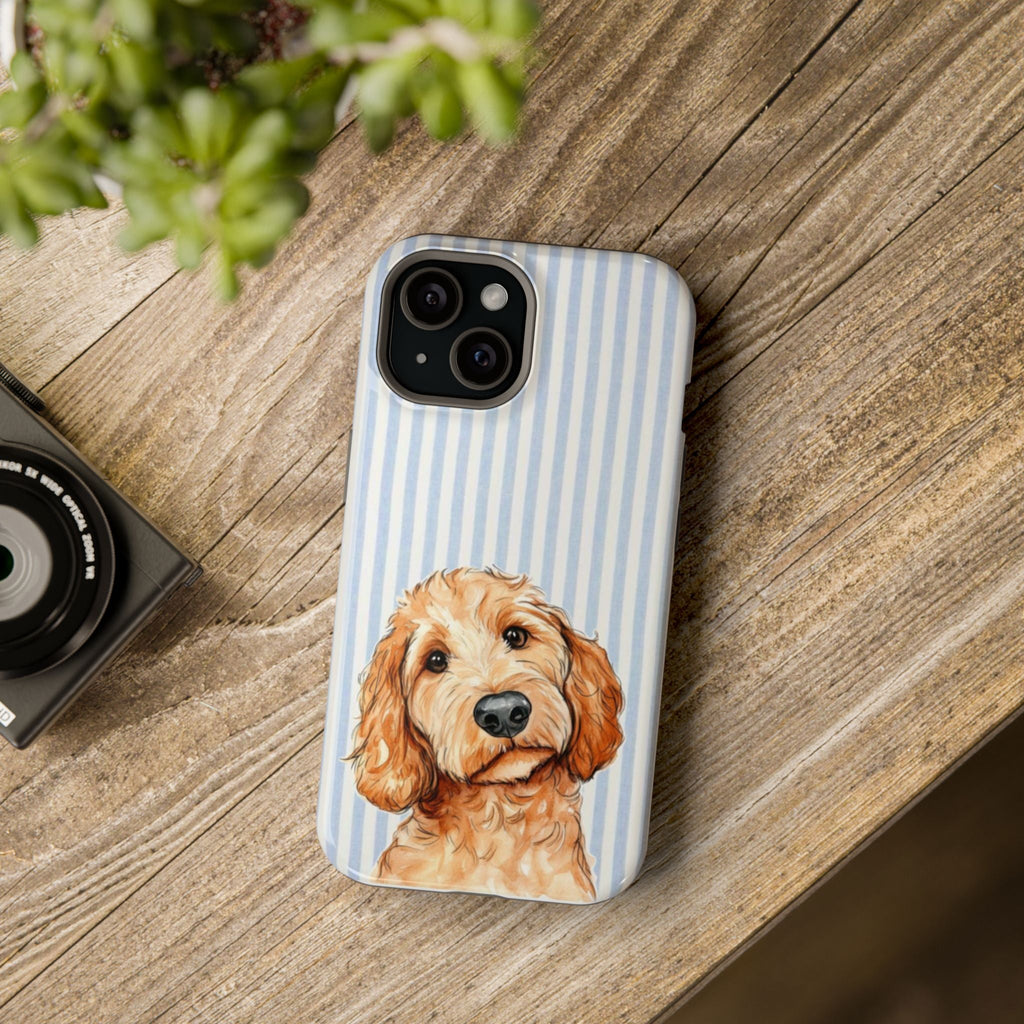 Mavi Beyaz Çizgili Tatlı Köpek Telefon Kılıfı K037