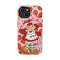 Pembe Çilekli Kız ve Kedi Desenli Telefon Kılıfı K211