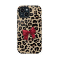 Leopar Desenli Kırmızı Fiyonklu Telefon Kılıfı K204