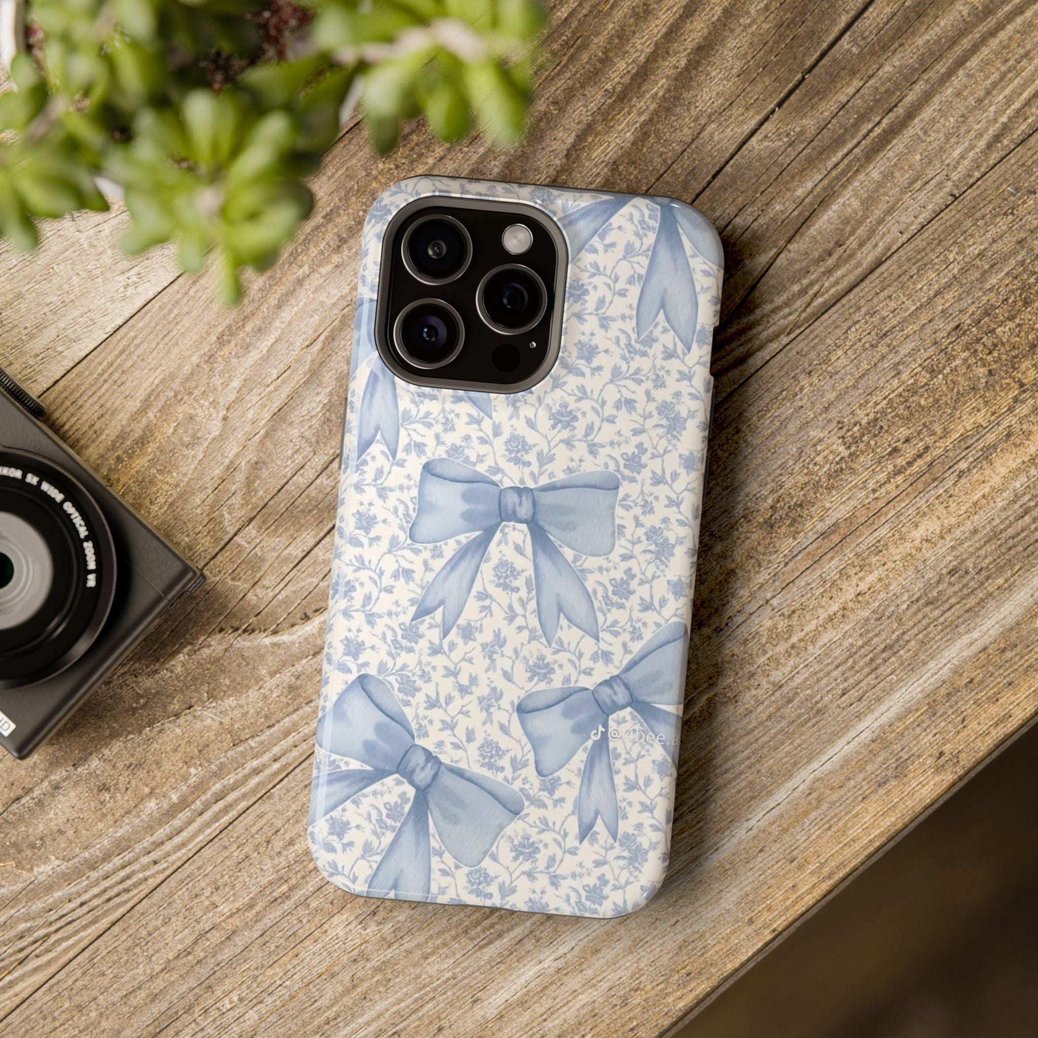 Mavi Fiyonk Desenli Çiçekli Telefon Kılıfı K017
