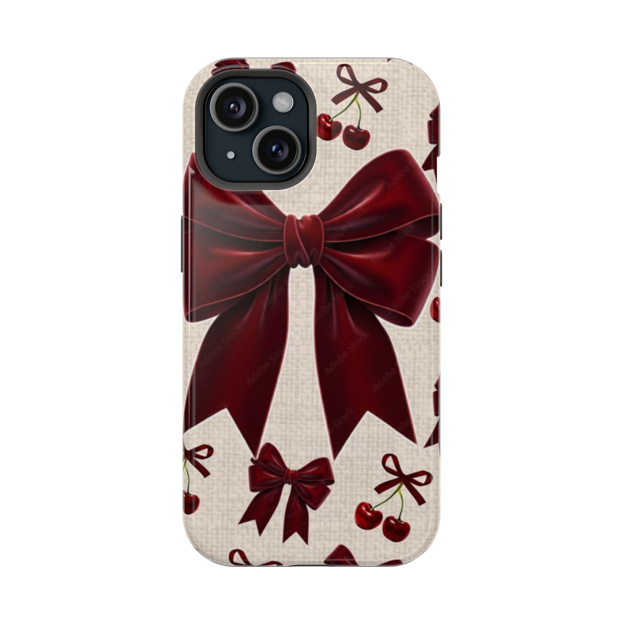 Bordo Fiyonk ve Kiraz Desenli Telefon Kılıfı K237