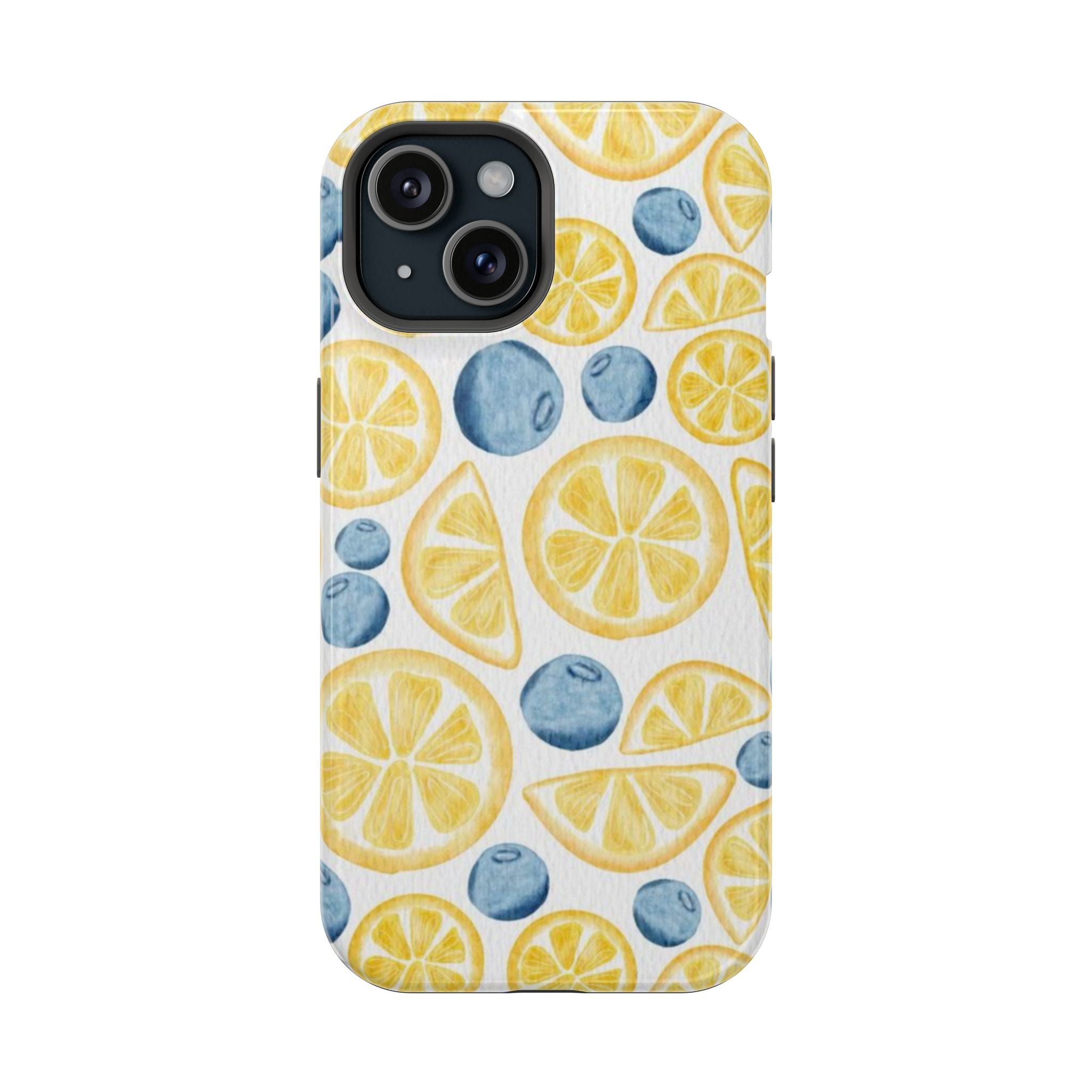 Sarı Limon Mavi Yaban Mersini Desenli Telefon Kılıfı K265