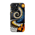 Mavi Sarı Spiral Nota ve Keman Telefon Kılıfı K172