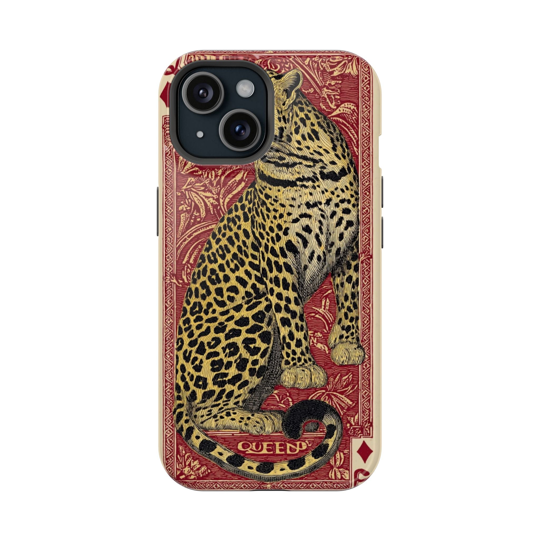 Kahverengi Leopar Desenli Kırmızı Arka Plan Telefon Kılıfı K295