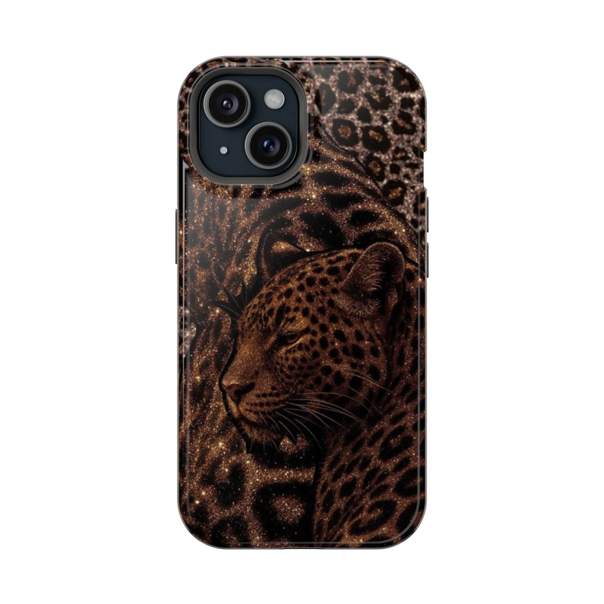 Leopar Desenli Parlak Kahverengi Telefon Kılıfı K294