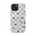 Mavi Kareli Hello Kitty Kiraz Desen Telefon Kılıfı K069