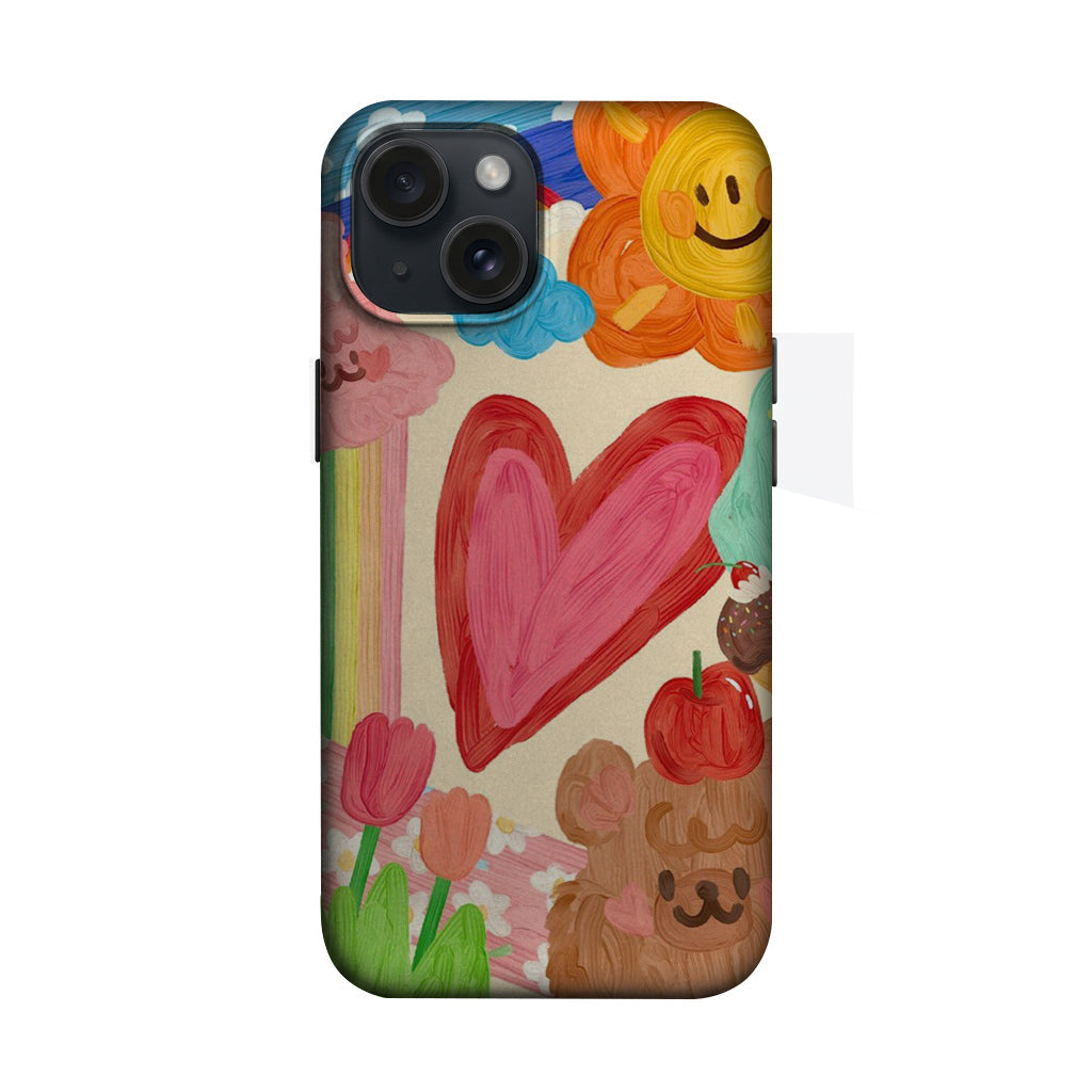 Gökkuşağı Kalp Deseni Telefon Kılıfı K481