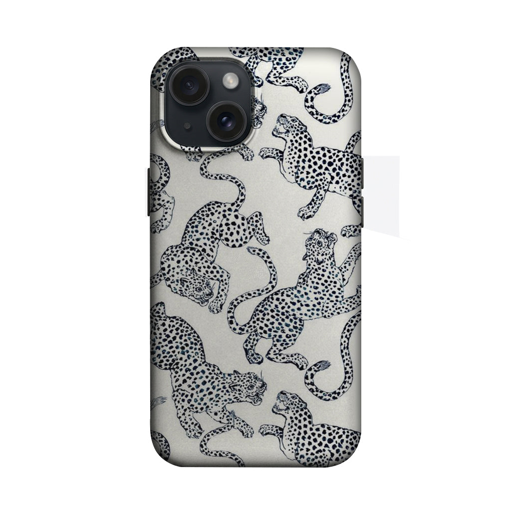 Beyaz Zeminli Siyah Leopar Deseni Telefon Kılıfı K091