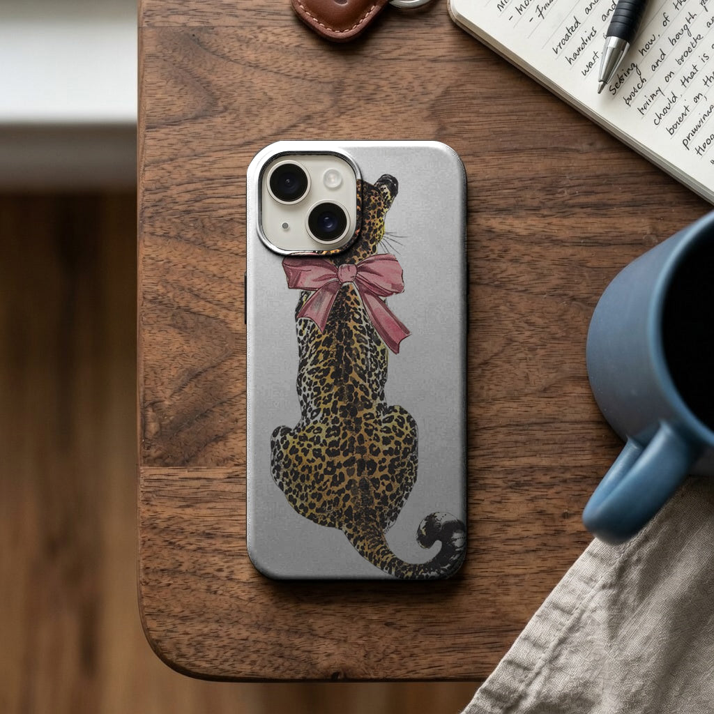 Pembe Fiyonklu Leopar Desenli Telefon Kılıfı K132