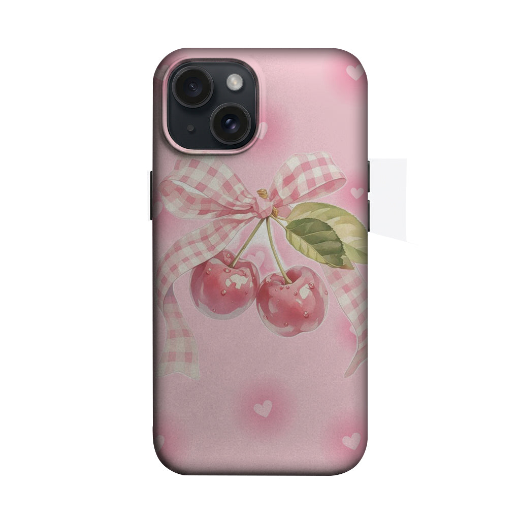 Pembe Kiraz ve Ekose Fiyonk Telefon Kılıfı K230