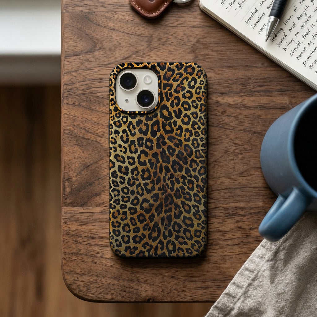 Leopar Desenli Sarı Kahverengi Telefon Kılıfı K234
