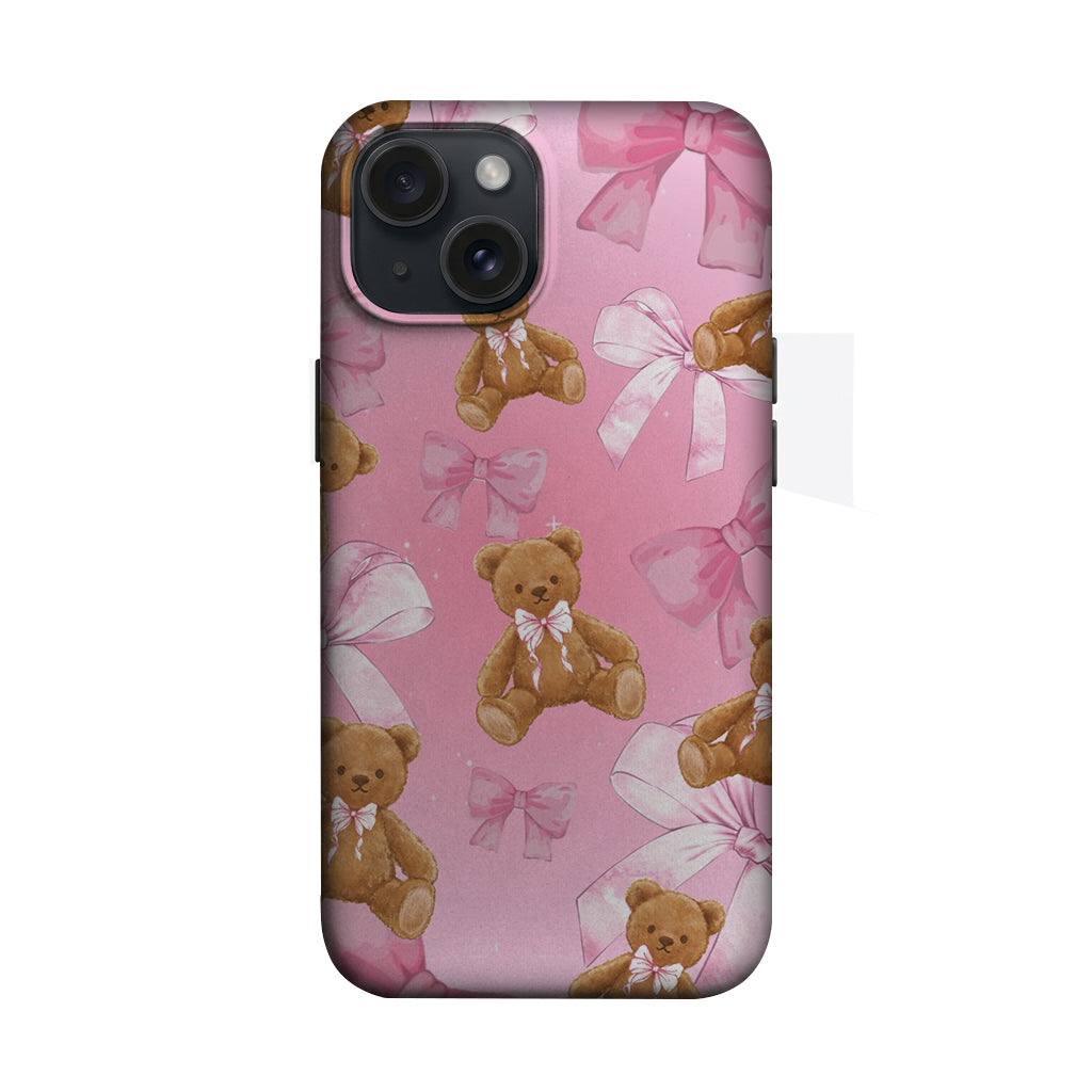 Pembe Ayıcık ve Fiyonk Desenli Telefon Kılıfı K279