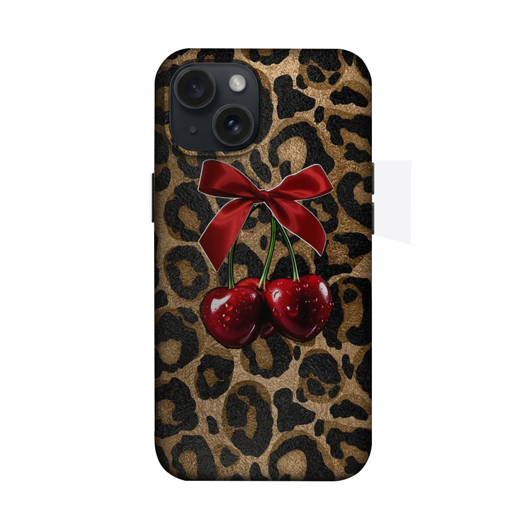 Zarif Kiraz Desenli Leopar Telefon Kılıfı K282