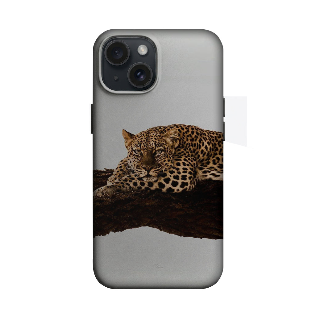 Bej Arka Plan Yatan Leopar Deseni Telefon Kılıfı K286