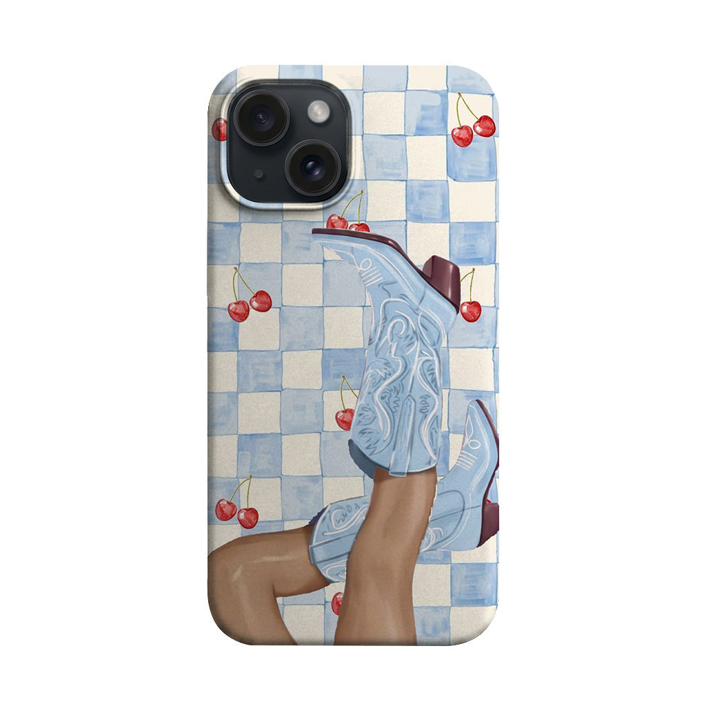 Kirazlı Denim Kolajı Telefon Kılıfı K383
