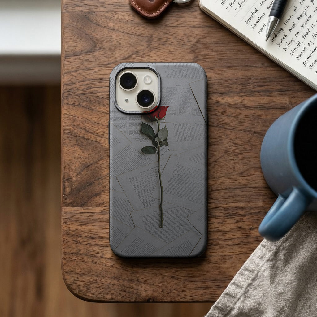 Kitap Sayfaları Üzerinde Kırmızı Gül Telefon Kılıfı K699