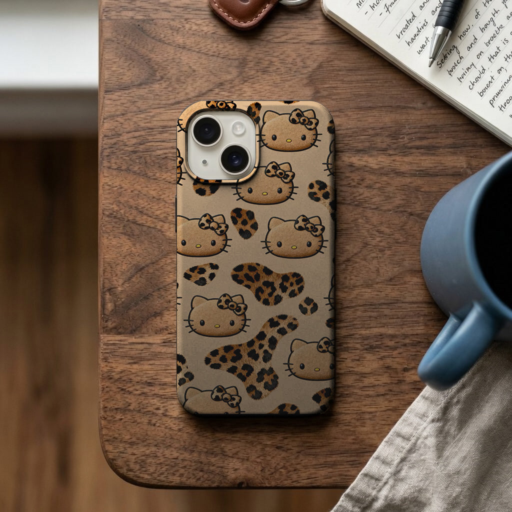 Leopar Desenli Kedicikler Telefon Kılıfı K586