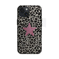 Leopar Zeminde Pembe Yıldız Telefon Kılıfı K459