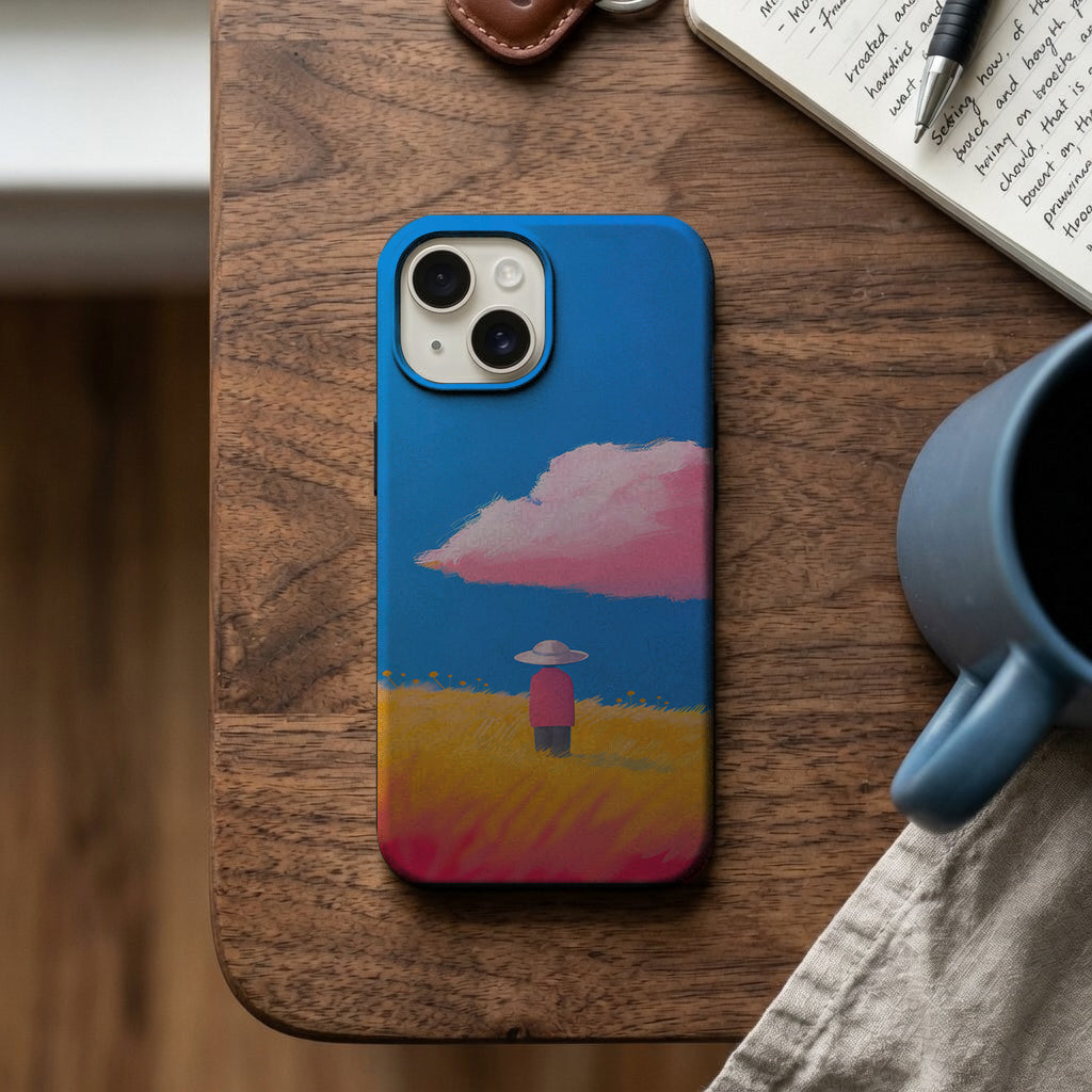 Pembe Bulutlu Kır Manzarası Telefon Kılıfı K463