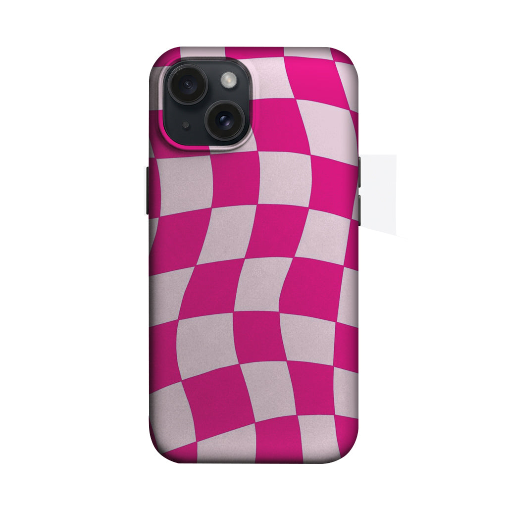 Pembe Dalgalı Dama Deseni Telefon Kılıfı K535
