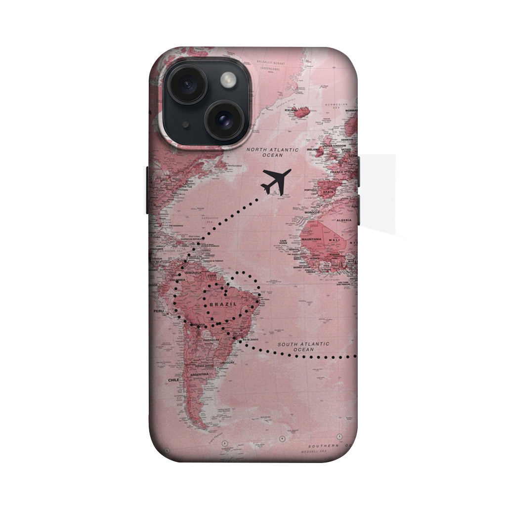 Pembe Dünya Haritası Telefon Kılıfı K545