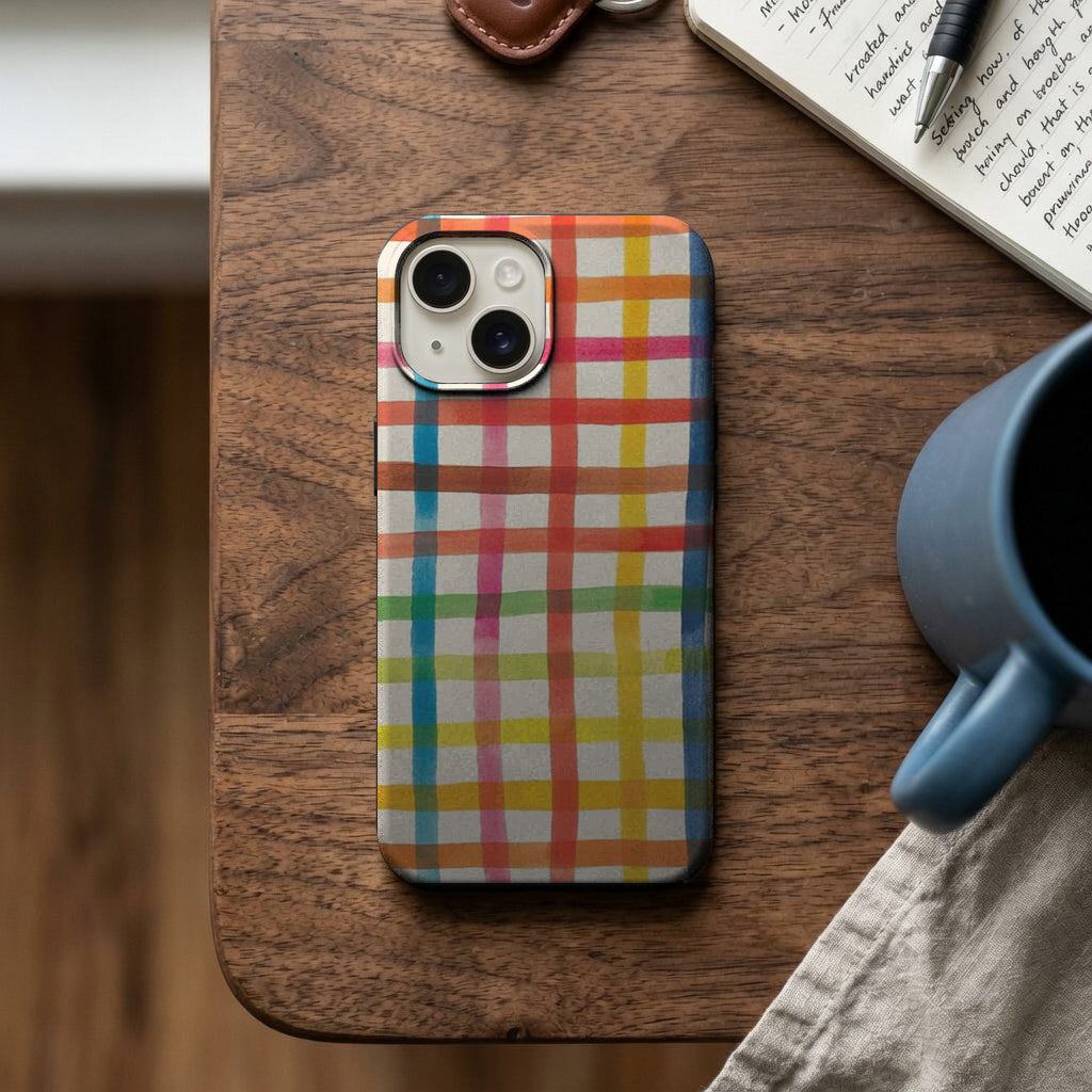 Renkli Ekose Deseni Telefon Kılıfı K516