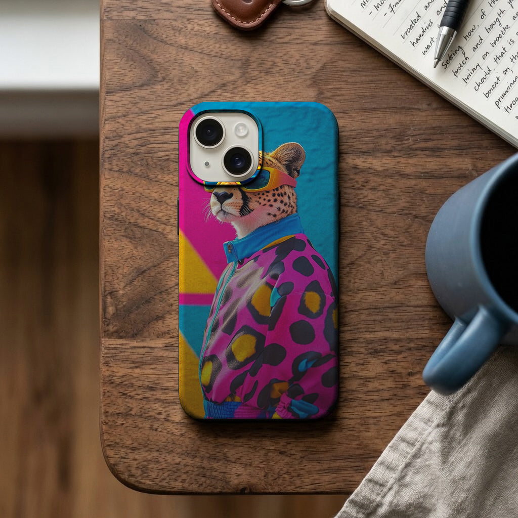 Renkli Leopar Ceketli Kedi Telefon Kılıfı K592