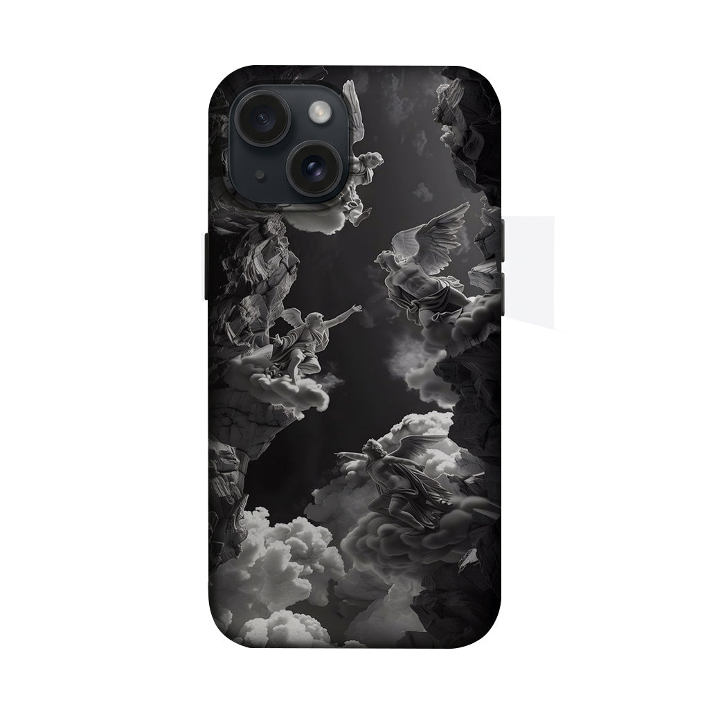 Siyah Beyaz Melekli Bulut Telefon Kılıfı K677