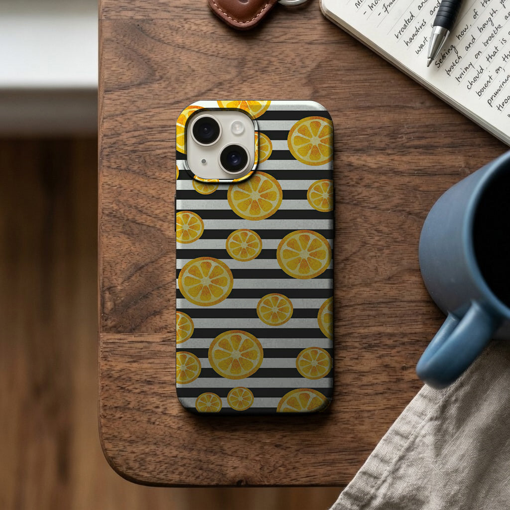 Siyah Çizgili Portakal Deseni Telefon Kılıfı K582