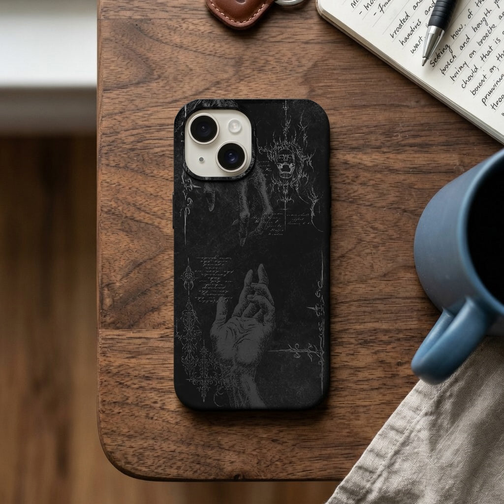 Siyah Gotik Melek Desenli Telefon Kılıfı K631