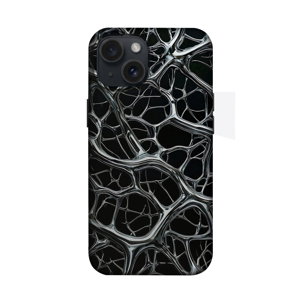 Siyah Gümüş Soyut Ağ Desenli Telefon Kılıfı K674