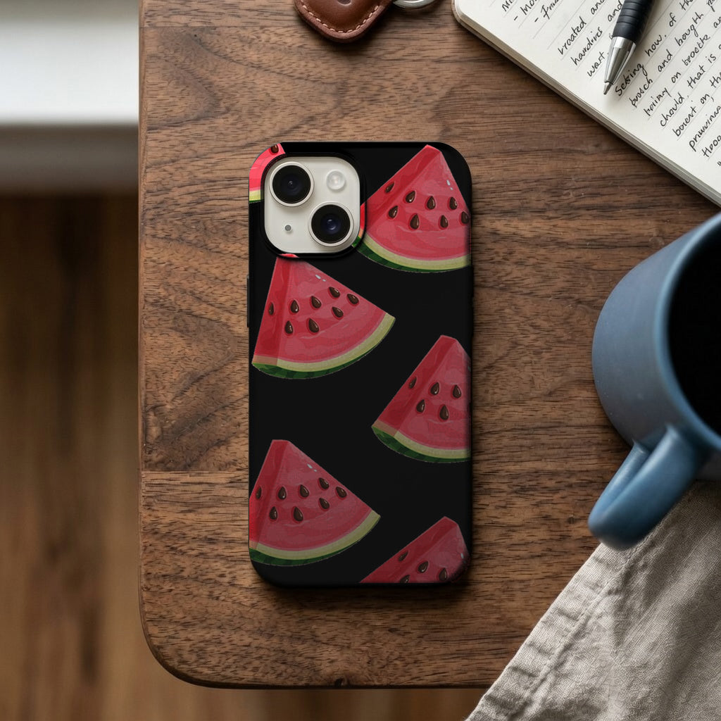 Siyah Zeminde Karpuz Deseni Telefon Kılıfı K596