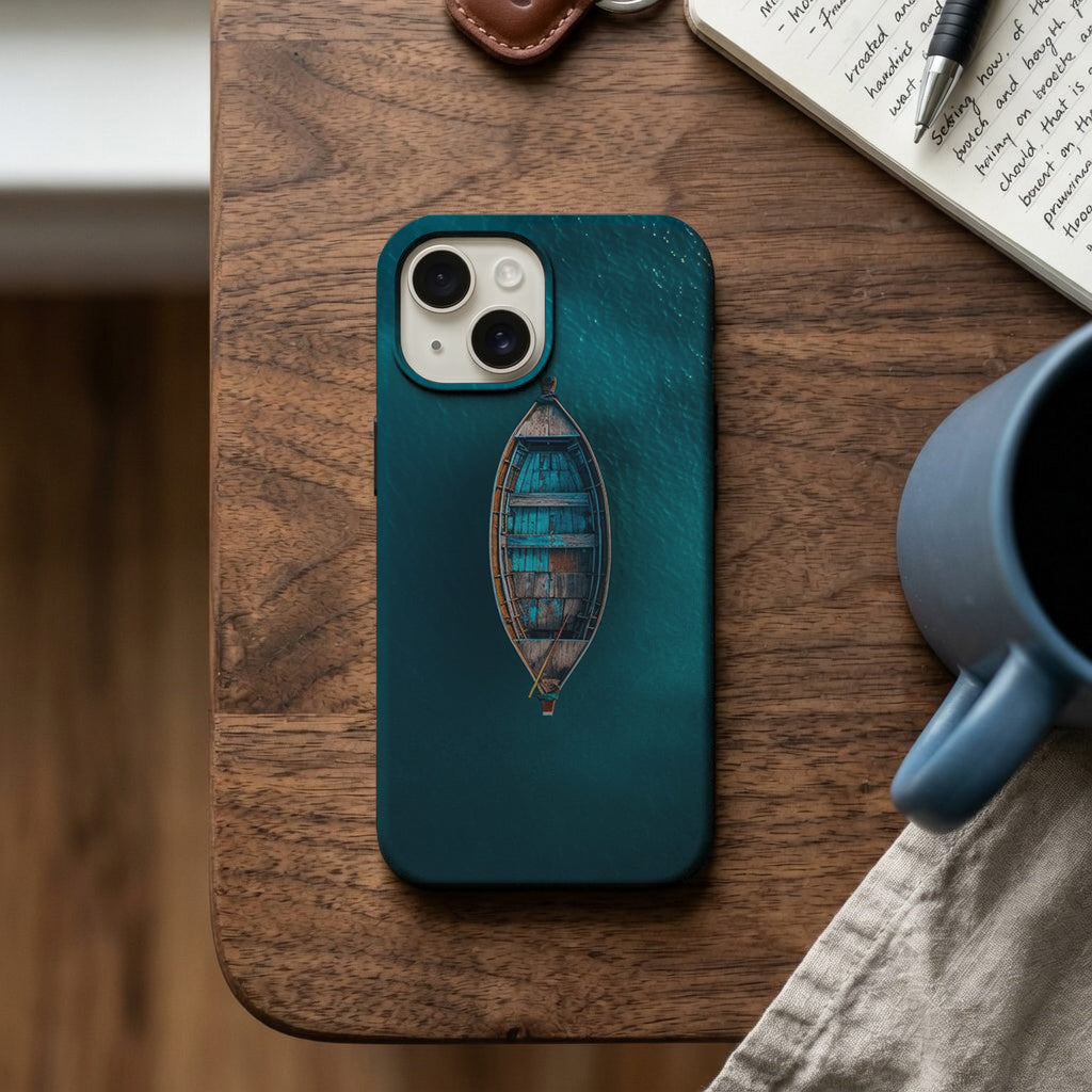 Turkuaz Denizde Kayık Telefon Kılıfı K451
