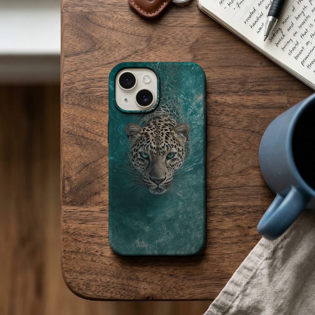 Turkuaz Leopar Portre Telefon Kılıfı K616