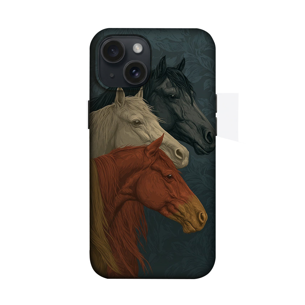 Üç At Portre Desenli Telefon Kılıfı K694