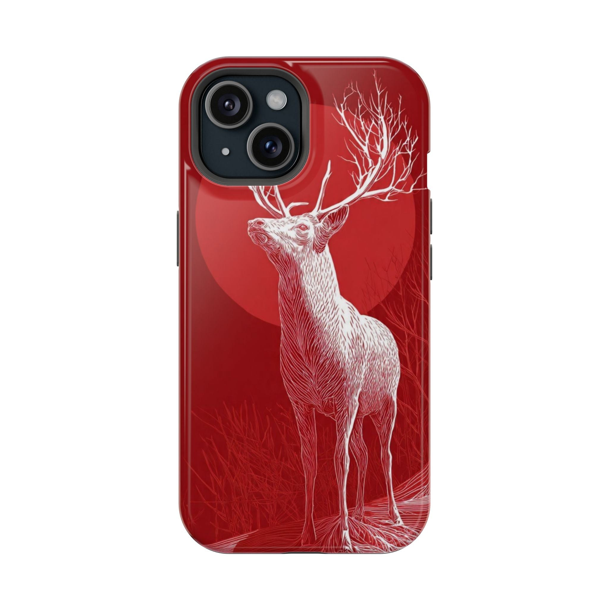 Kırmızı Gökyüzü Beyaz Geyik Deseni Telefon Kılıfı K153