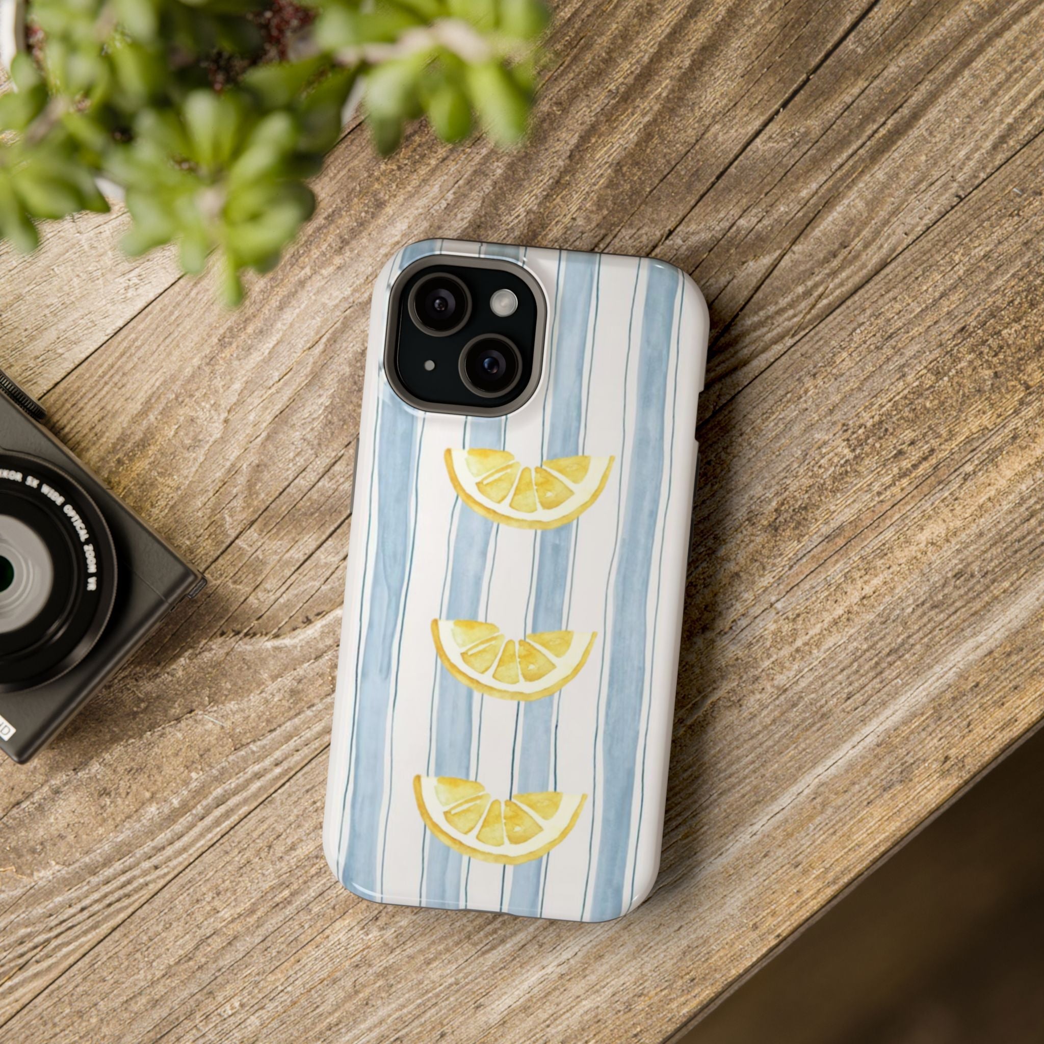 Mavi Çizgili Limon Dilimleri Telefon Kılıfı K033