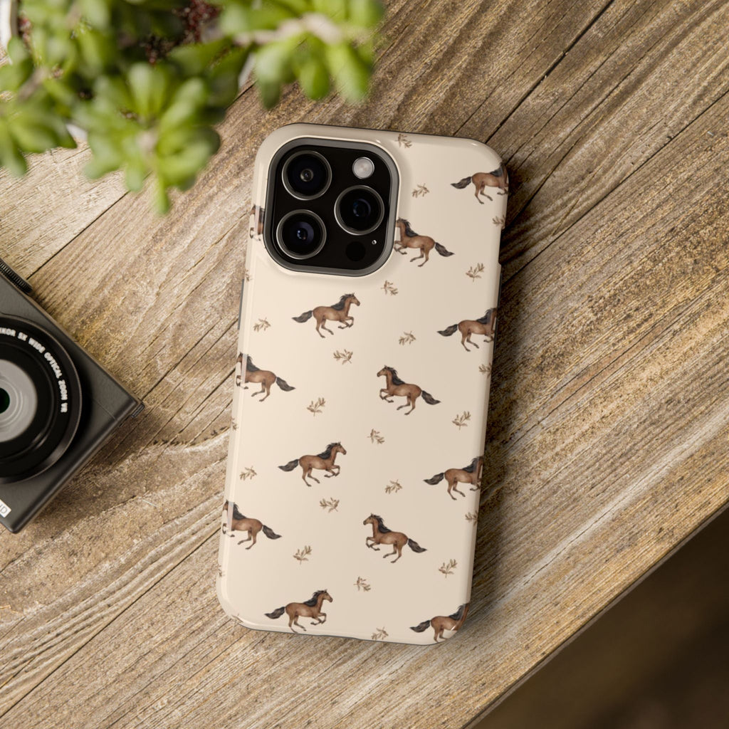Bej At Desenli Telefon Kılıfı K025