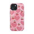 Pembe Kalp ve Kiraz Desenli Telefon Kılıfı K061