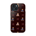 Bordo Ayıcık ve Kurdele Deseni Telefon Kılıfı K263