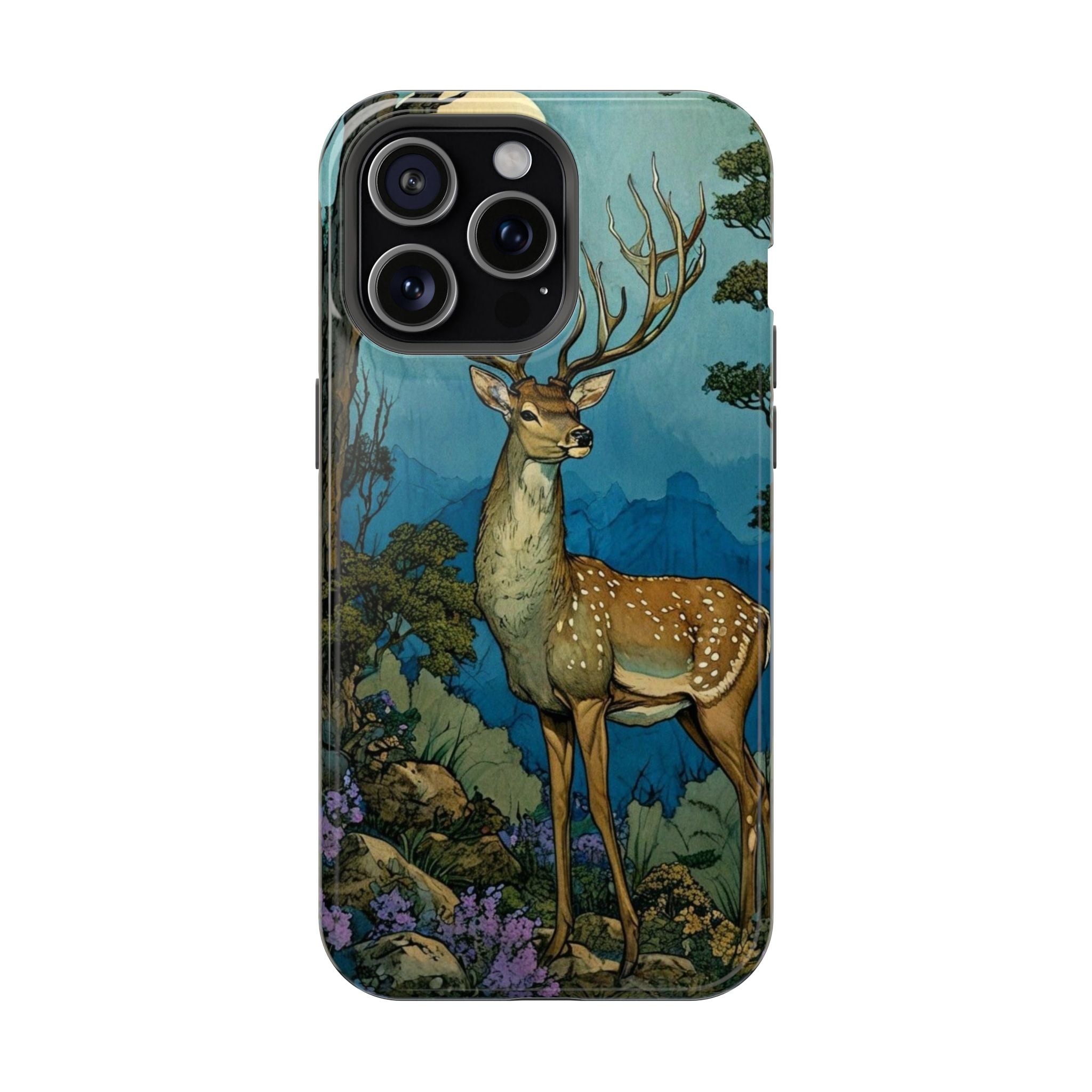 Mavi Orman Geyik Desenli Telefon Kılıfı K156