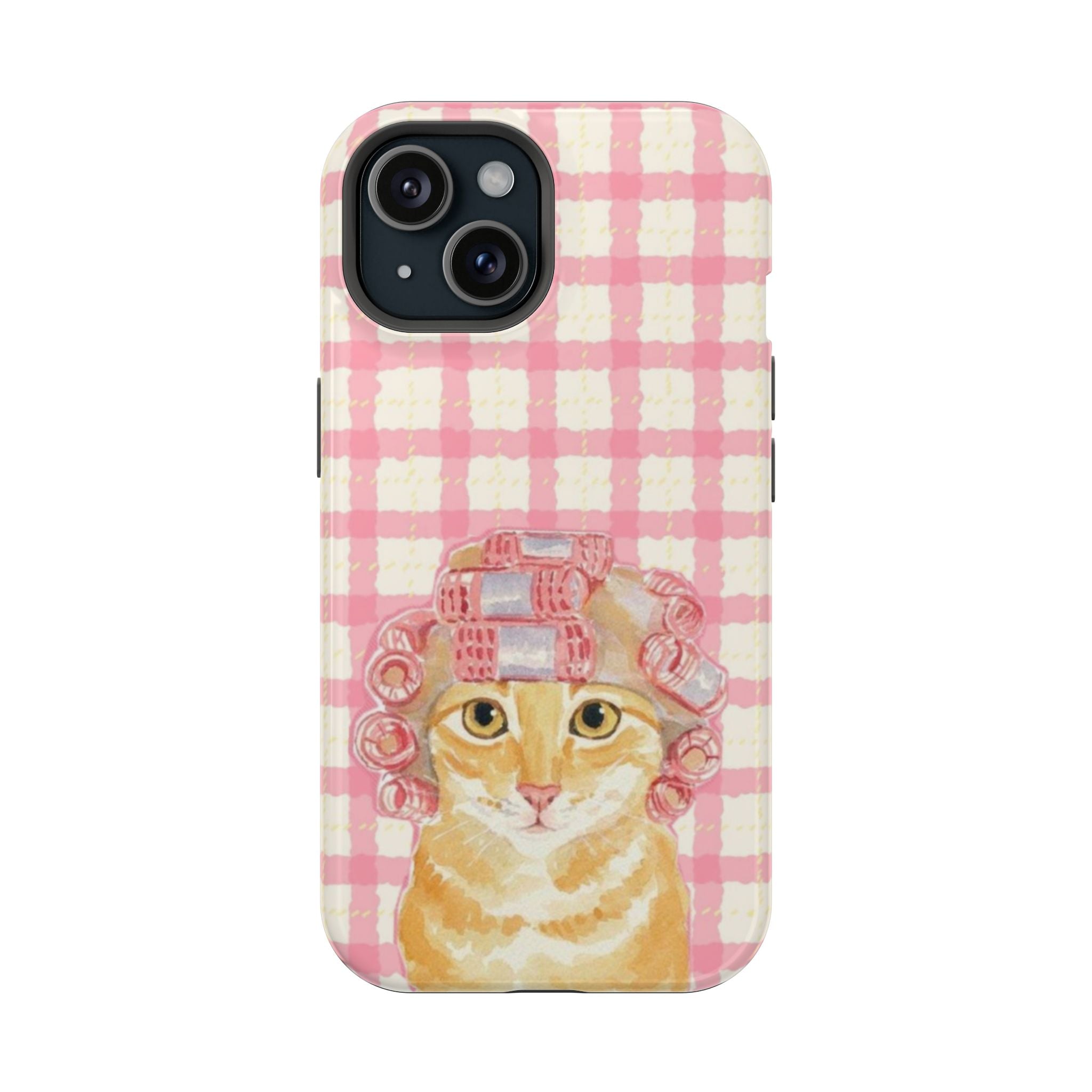 Pembe Kareli Kedi ve Bukleler Telefon Kılıfı K103