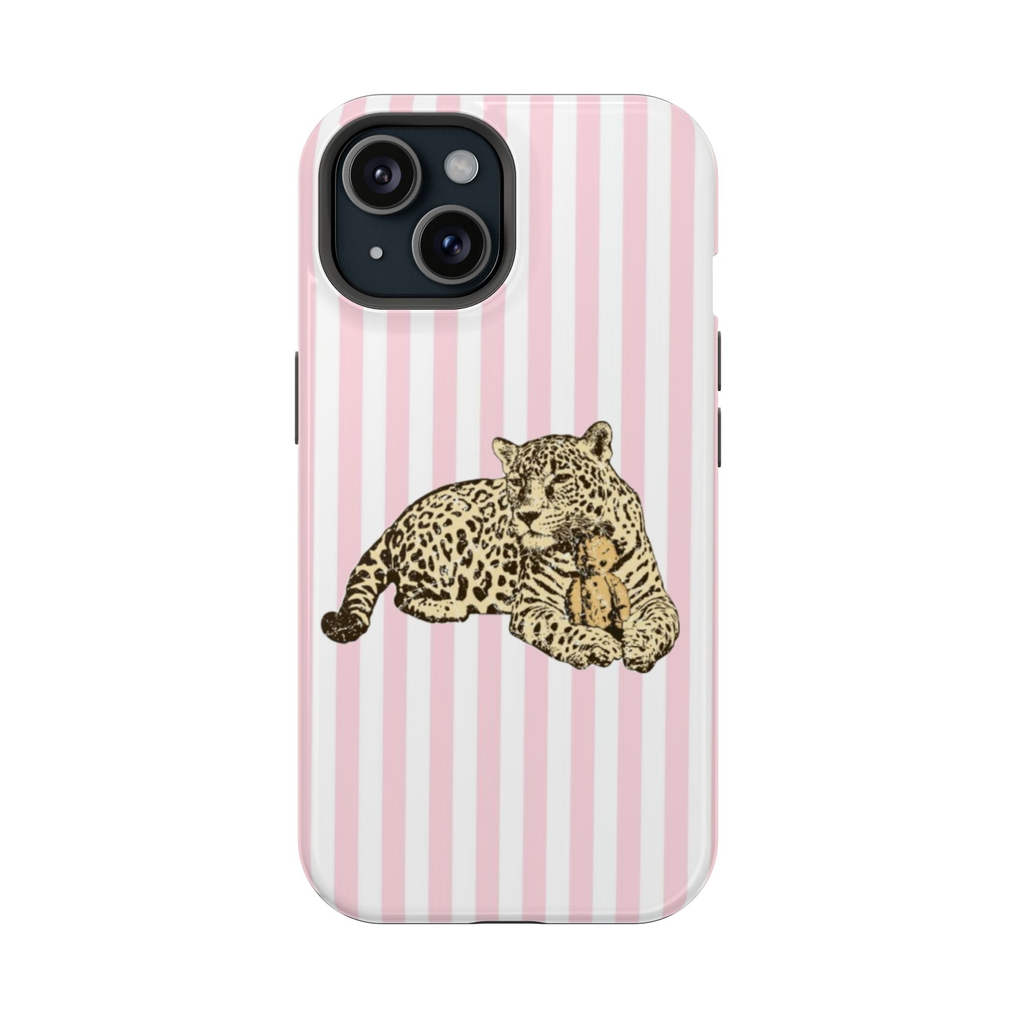 Pembe Beyaz Çizgili Leopar ve Ayıcık Telefon Kılıfı K090