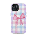 Pembe Kurdeleli Pastel Kareli Telefon Kılıfı K088