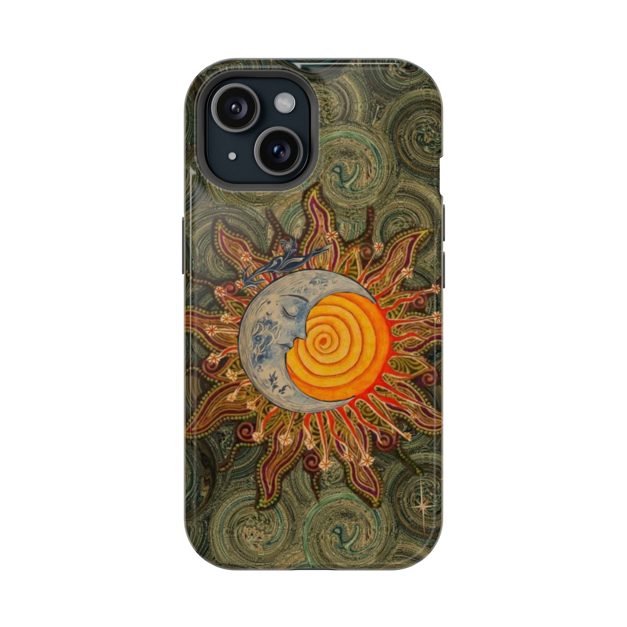 Ay ve Güneş Desenli Toska Renk Telefon Kılıfı K298